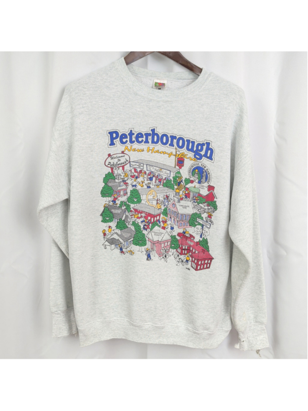 Vintage Peterborough, NH Cartoon Map Sweatshirt Large